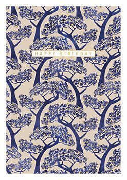 Sakura Blue Trees Greeting Card