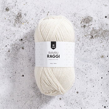 Järbo Bambu Raggi 100 g Vit 17216  Stickfasthet 28 maskor per 10 cm