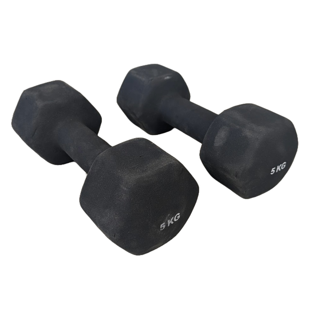 Begagnad Svart Neoprenhantel, 5 kg (1 par)