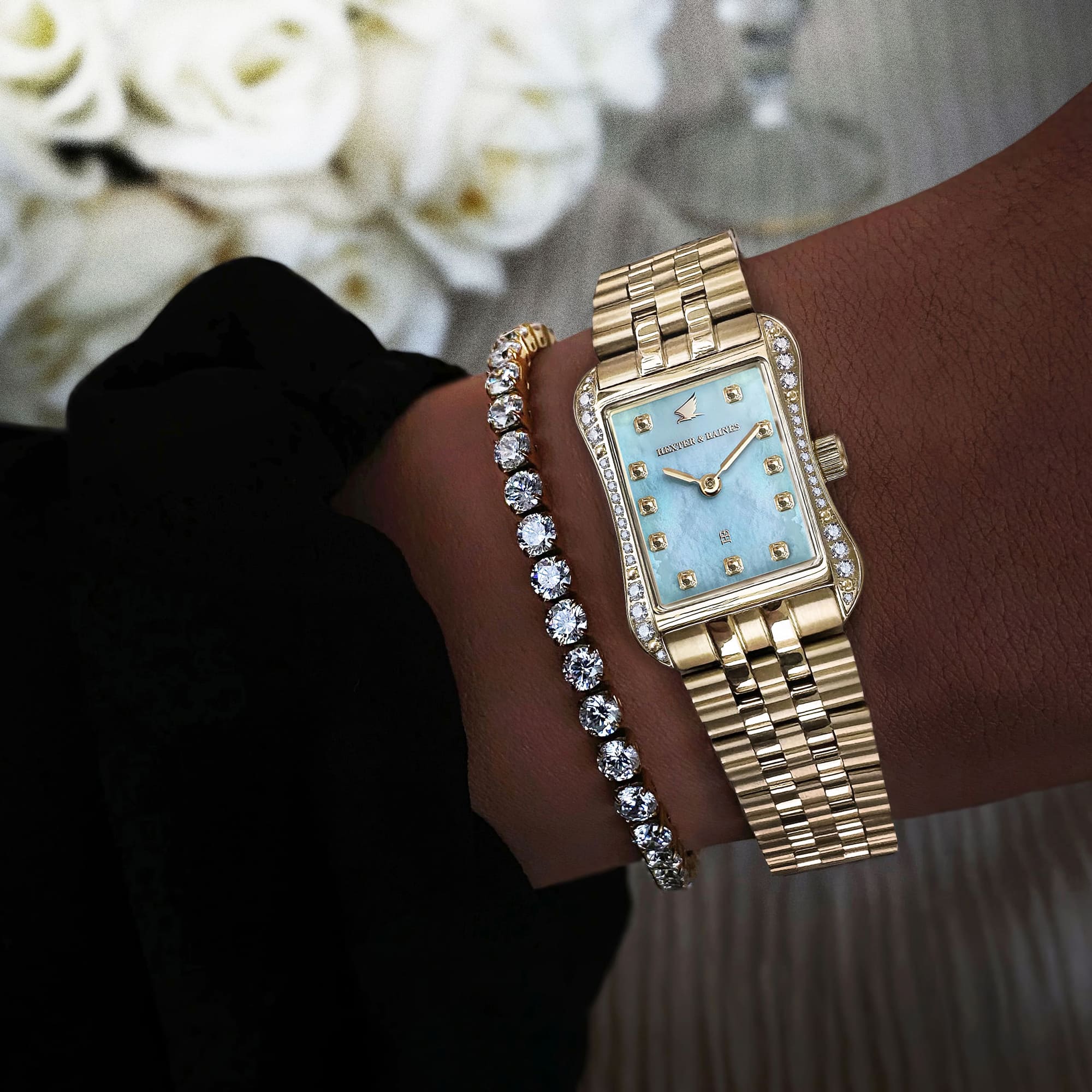 H&B Cronvas Pavé, Gold & Blue Pearl - 10