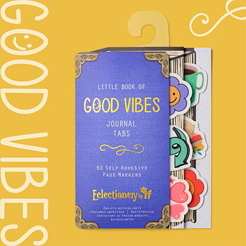 Eclectionery :  Journal Tabs Good Vibes for books, notebooks and journals - Paket med 60 självhäftande sidmarkeringar i  6 olika motiv