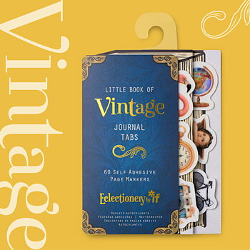 Eclectionery :  Journal Tabs Vintage for books, notebooks and journals - Paket med 60 självhäftande sidmarkeringar i  6 olika motiv