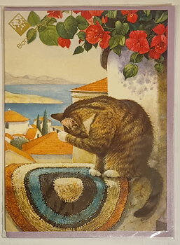 Dubbelt kort "Katt och hav "