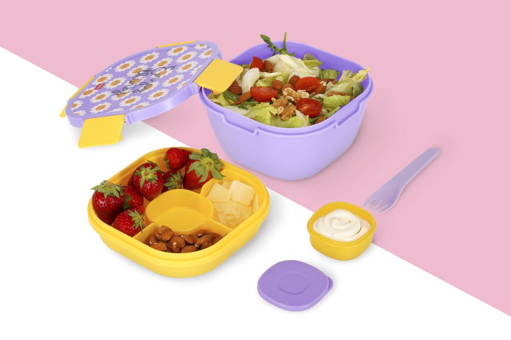 Lunchlåda med extrafack och gaffel, Daisy - 3