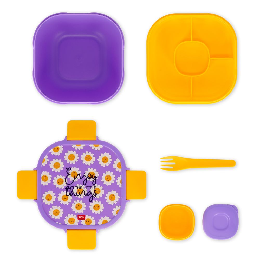 Lunchlåda med extrafack och gaffel, Daisy - 6
