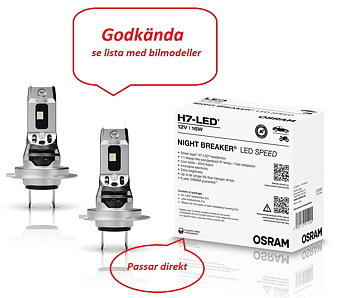 H7 OSRAM NIGHT BREAKER® LED SPEED H7  konverteringssats  16W- GODKÄNDA