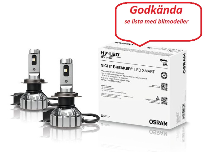 H7 OSRAM NIGHT BREAKER® LED LED SMART  +330% - konverteringssats - GODKÄNDA
