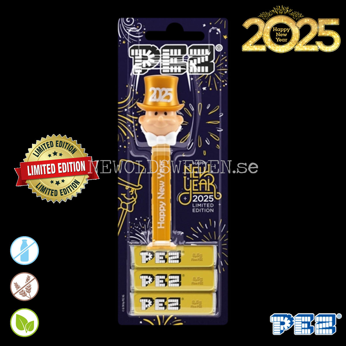 PEZ Dispenser GOLDEN NEW YEAR SPECIAL LIMITED EDITION + Candy - Collector figure - PE09 - 2