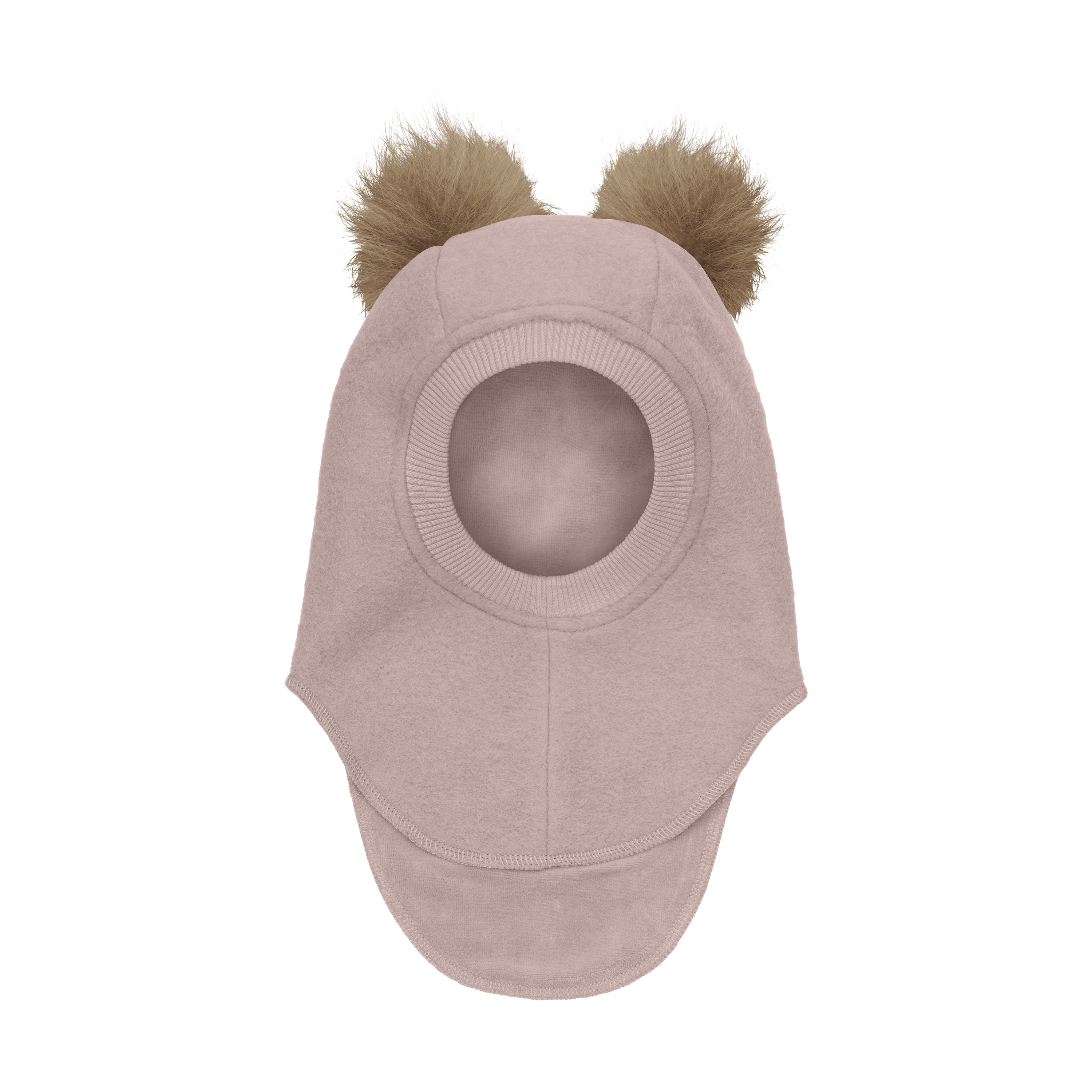 Balaclava w. Alpaca Pompoms  Rose Melange