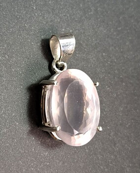Fasettslipad Rosenkvarts Silver Hängen, Droppe