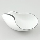 Stig Lindberg (Veckla 1950) White Sculptural Bowl with Black Border 15 cm