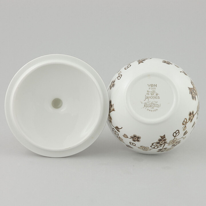 ジャッキー・リンド  Japonicaシリーズ  シュガーボウル  茶色の花模様  11cm  1977年  (2)