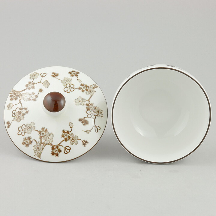 Jackie Lynd (Japonica 1977) Sugar Bowl with Brown Flowers 11 cm (2)
