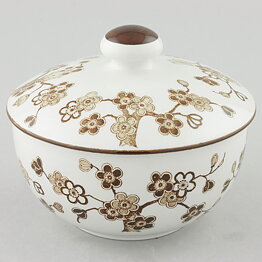 Jackie Lynd (Japonica 1977) Sugar Bowl with Brown Flowers 11 cm (2)