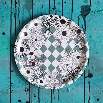bricka FLOWER POWER grön 31 cm