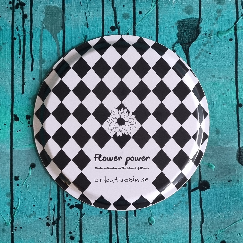 tray FLOWER POWER black-white 31 cm - 2