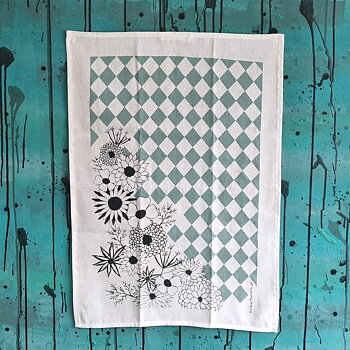 kökshandduk FLOWER POWER grön 50x70 cm