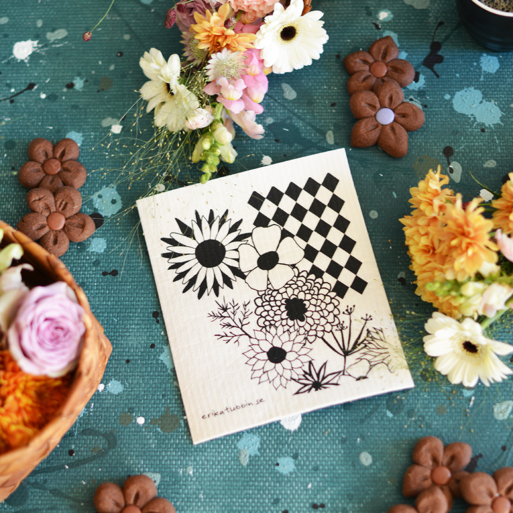 dishcloth FLOWER POWER black-white - 2