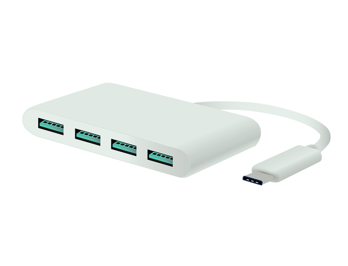 QNECT Adapter USB 3.1 typ C hane - USB 3.0x4 hona, vit