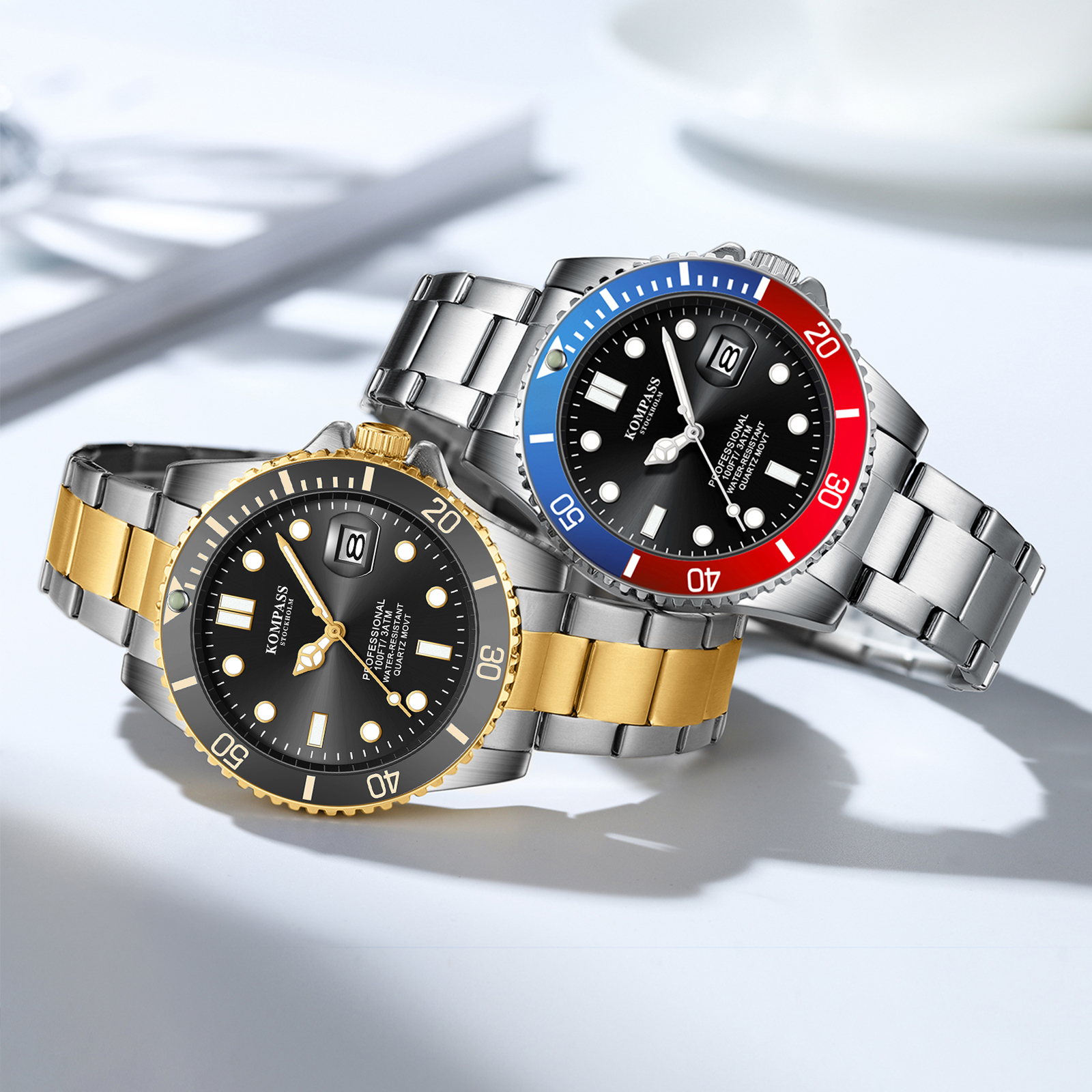 Kompass Grand Diver Silver Gold Black