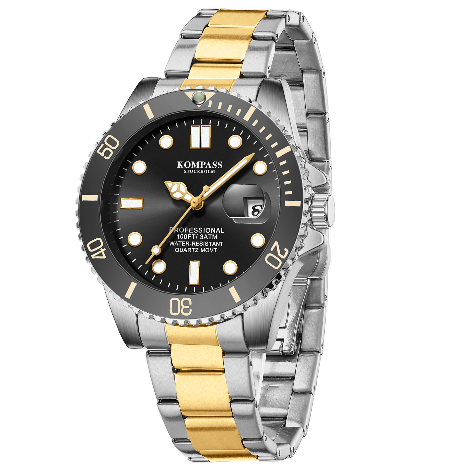 【ストレムベリ】北欧ヴィンテージ ガラスオブジェ ゴールドブラックアップル Kompass Grand Diver Silver Gold Black