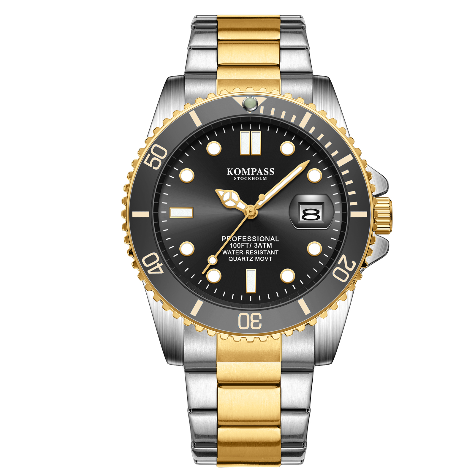 Kompass Grand Diver Silver Gold Black