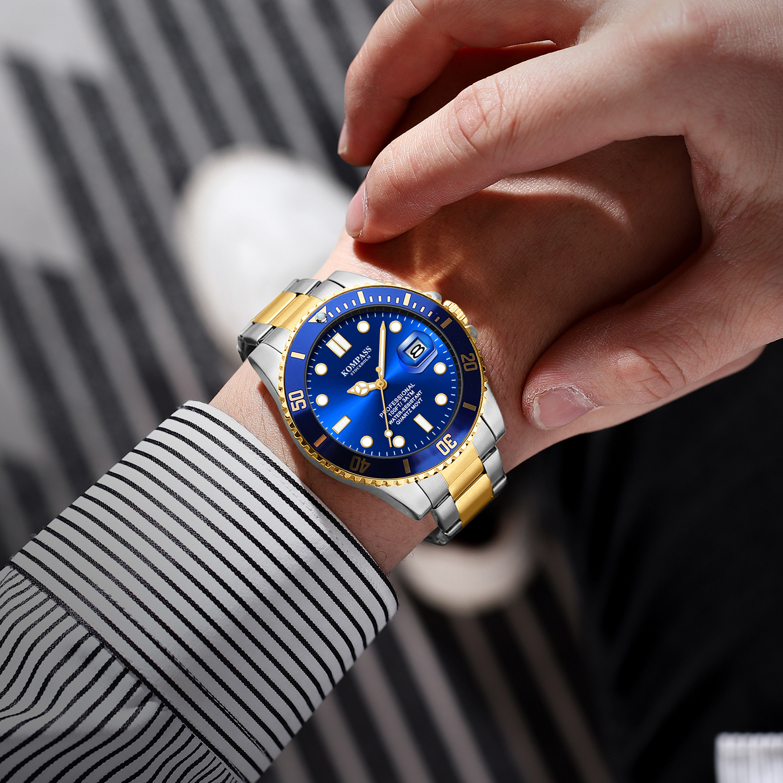 Kompass Grand Diver Silver Gold Blue - 7