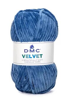 DMC Velvet 008 blå Stickfasthet 12 maskor på stickor 6,0 mm