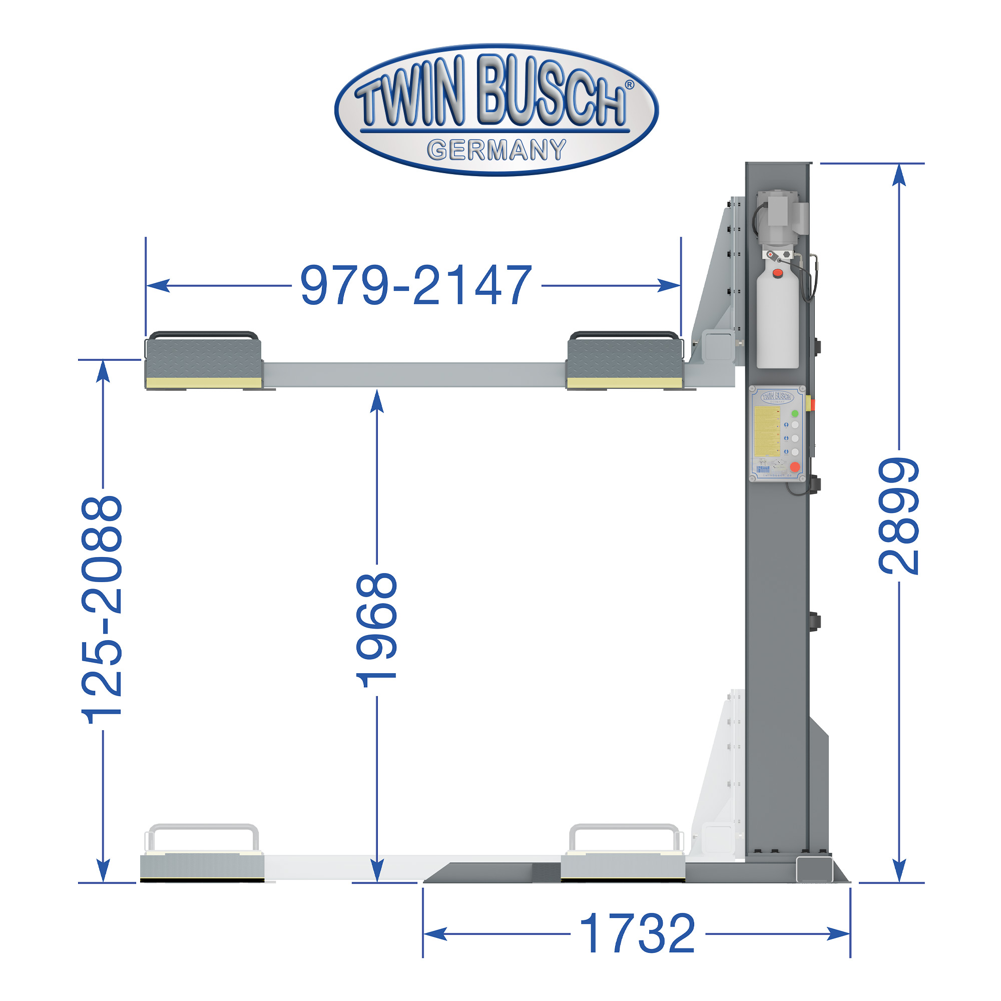 Enpelarlyft parkeringslyft 2,7 t (GRÅ) Grey Line - 12