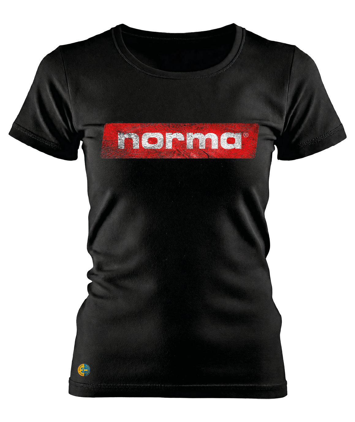 NORMA® grungy logo dam t-shirt