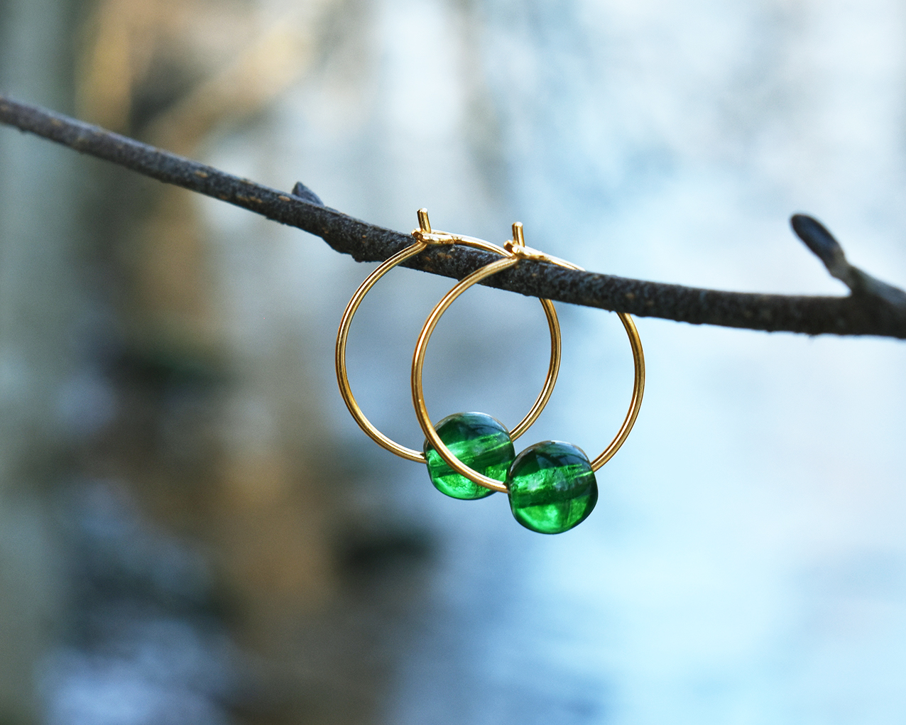 ELVES FIR TREE - green earrings gold plated - 3