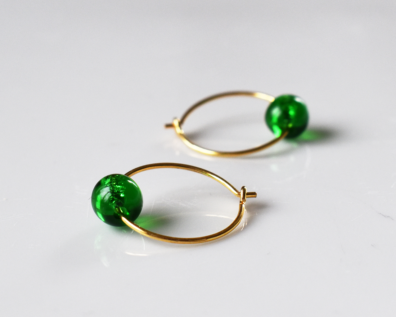ELVES FIR TREE - green earrings gold plated - 2