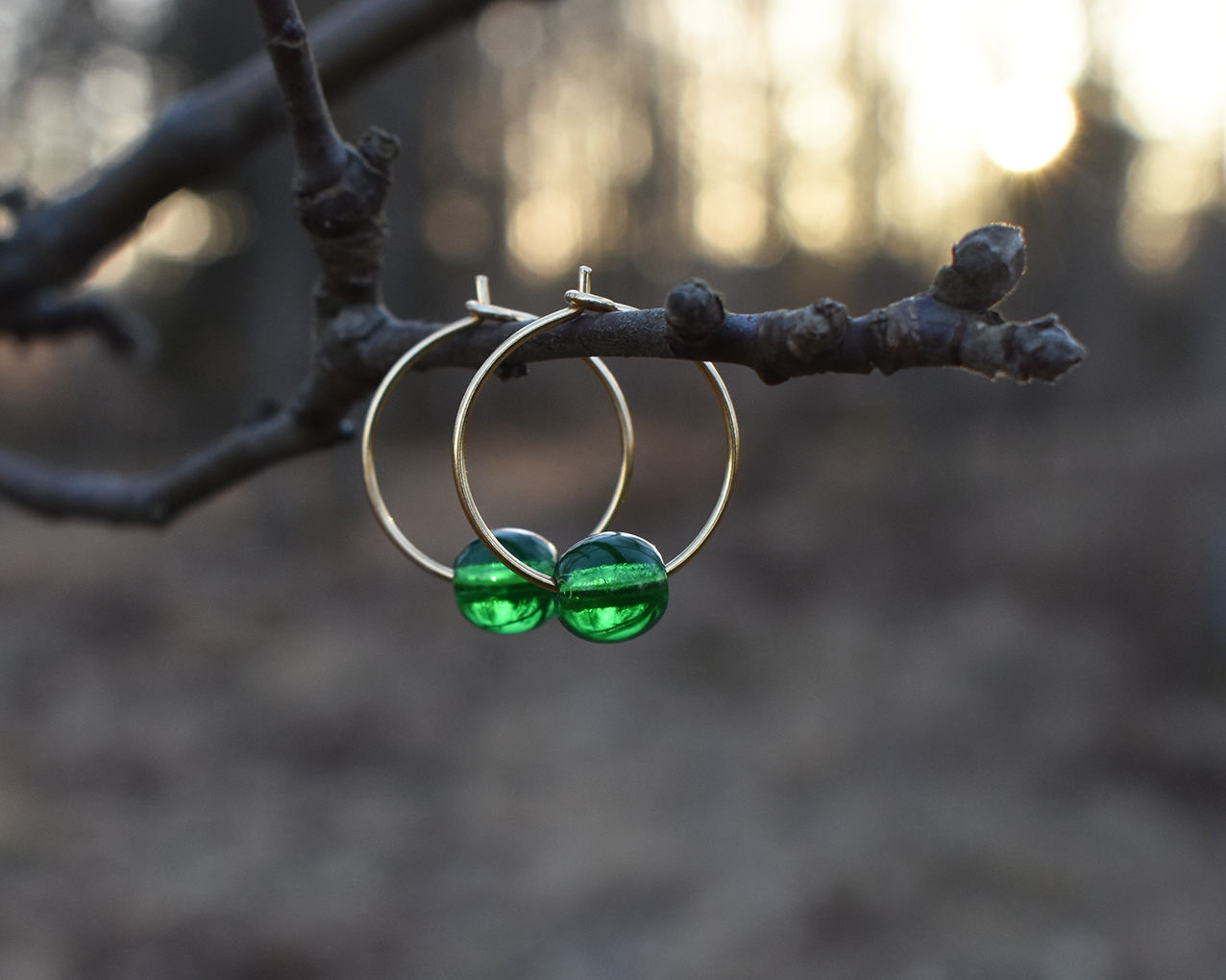 ELVES FIR TREE - green earrings gold plated
