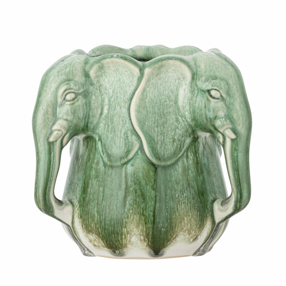 Elephant vase green