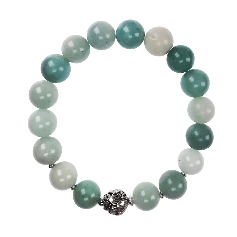 IAMLUND Lotus armband i Karma-kollektionen med ljusturkosa amazonitpärlor och lotuspärla i sterling silver.