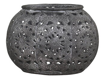 Ljuslykta stor spets ornament Mörk Antik Zink shabby chic lantlig stil Gårdsromantik