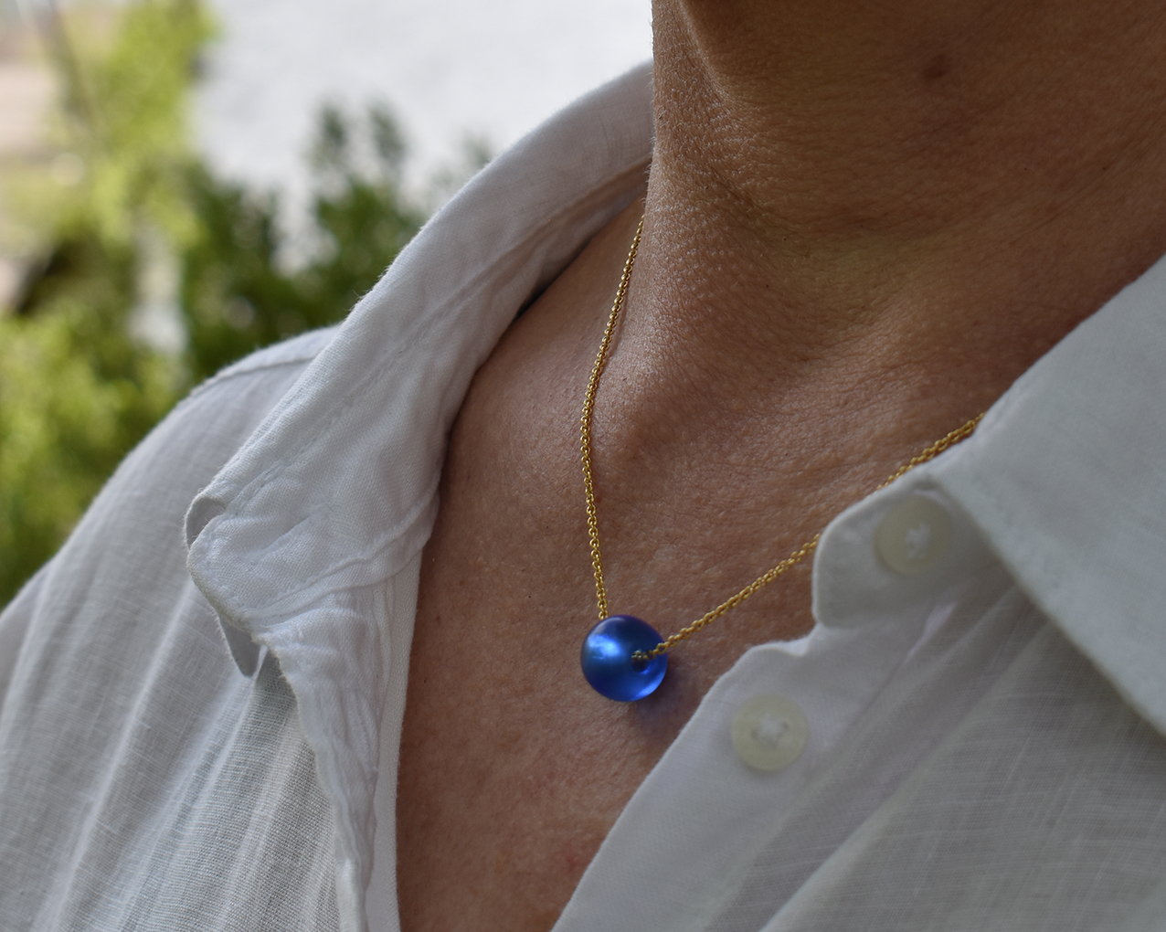 ELVES SKY - necklace in light blue gold plated - 4