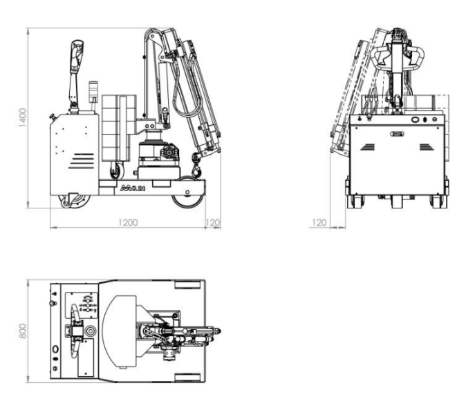 Mobil verkstadskran 200ER, Maxlast: 200-60 kg / Max utligg : 2059 mm - 2