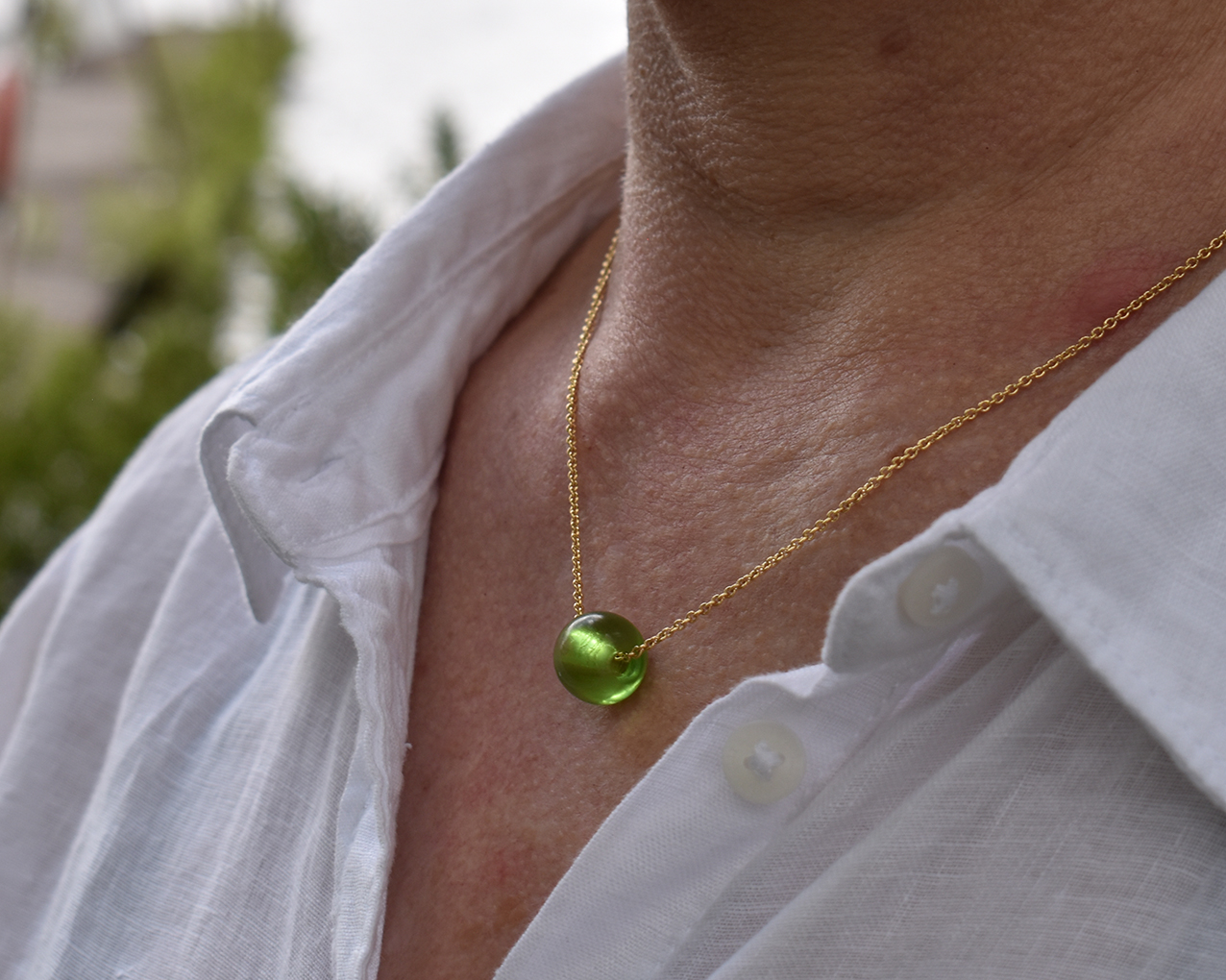 ELVES MOSSA - necklace in green gold plated - 4