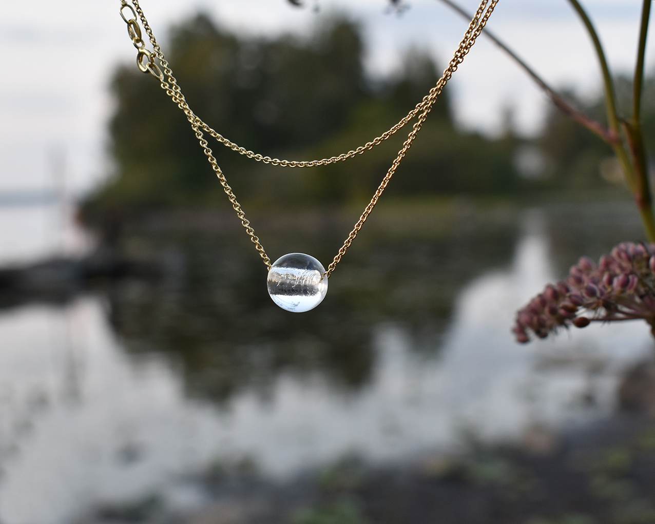 ELVES DROP - necklace in clear glass gold plated