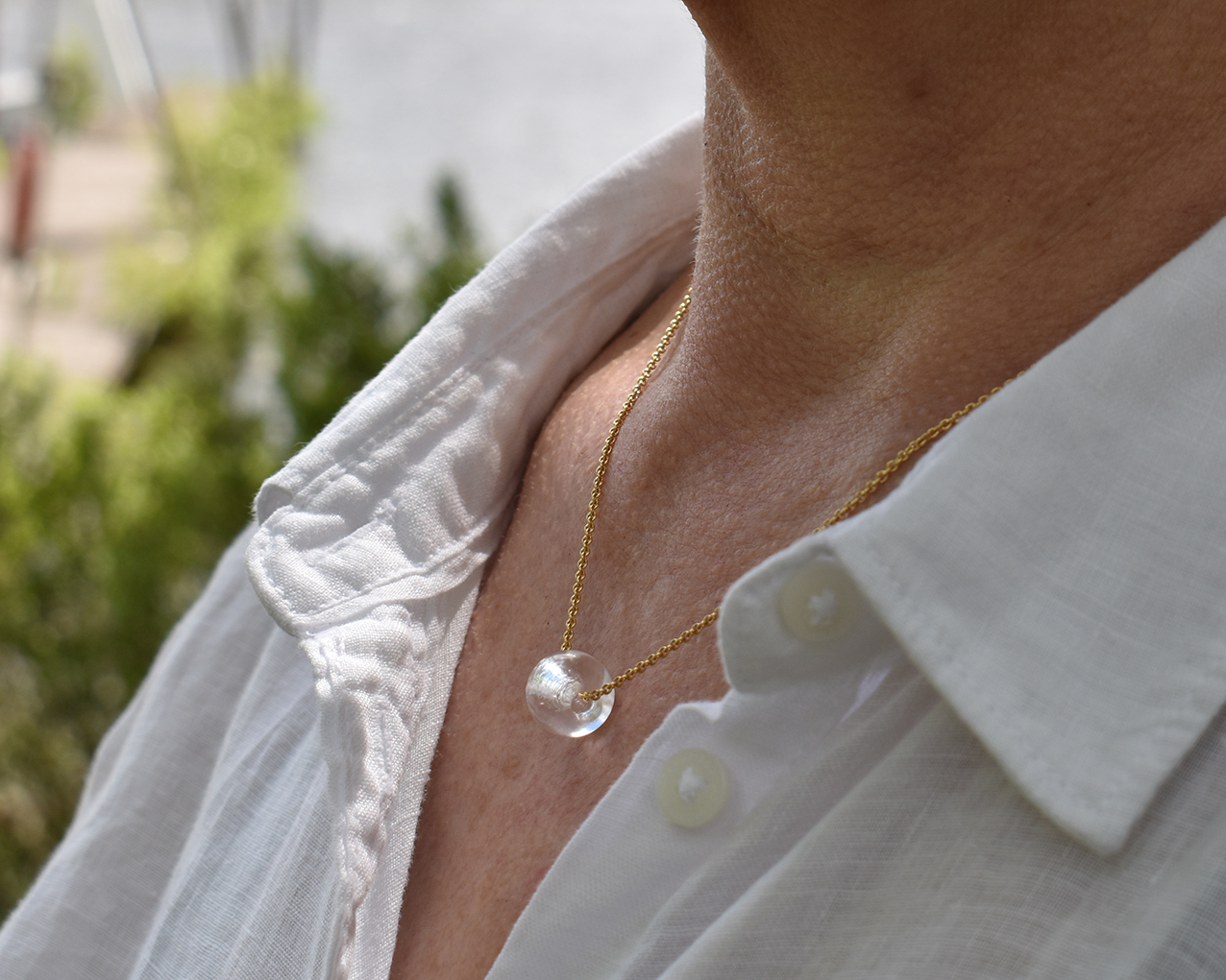 ELVES DROP - necklace in clear glass gold plated - 4