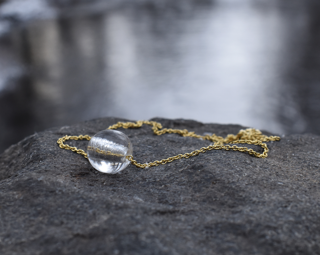ELVES DROP - necklace in clear glass gold plated - 2