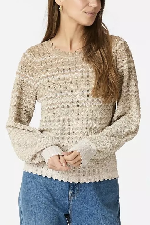 Neo Noir  - Dito Chevron Knit Blouse Light Brown - 2