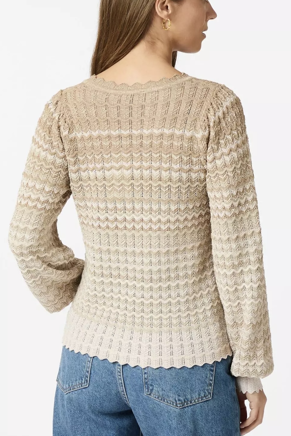Neo Noir  - Dito Chevron Knit Blouse Light Brown - 3