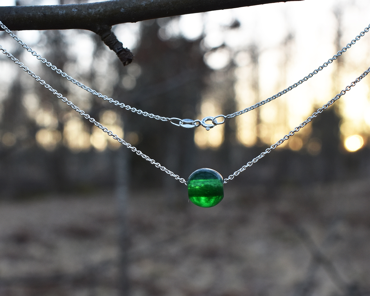 ELVES FIR TREE - necklace in dark green 