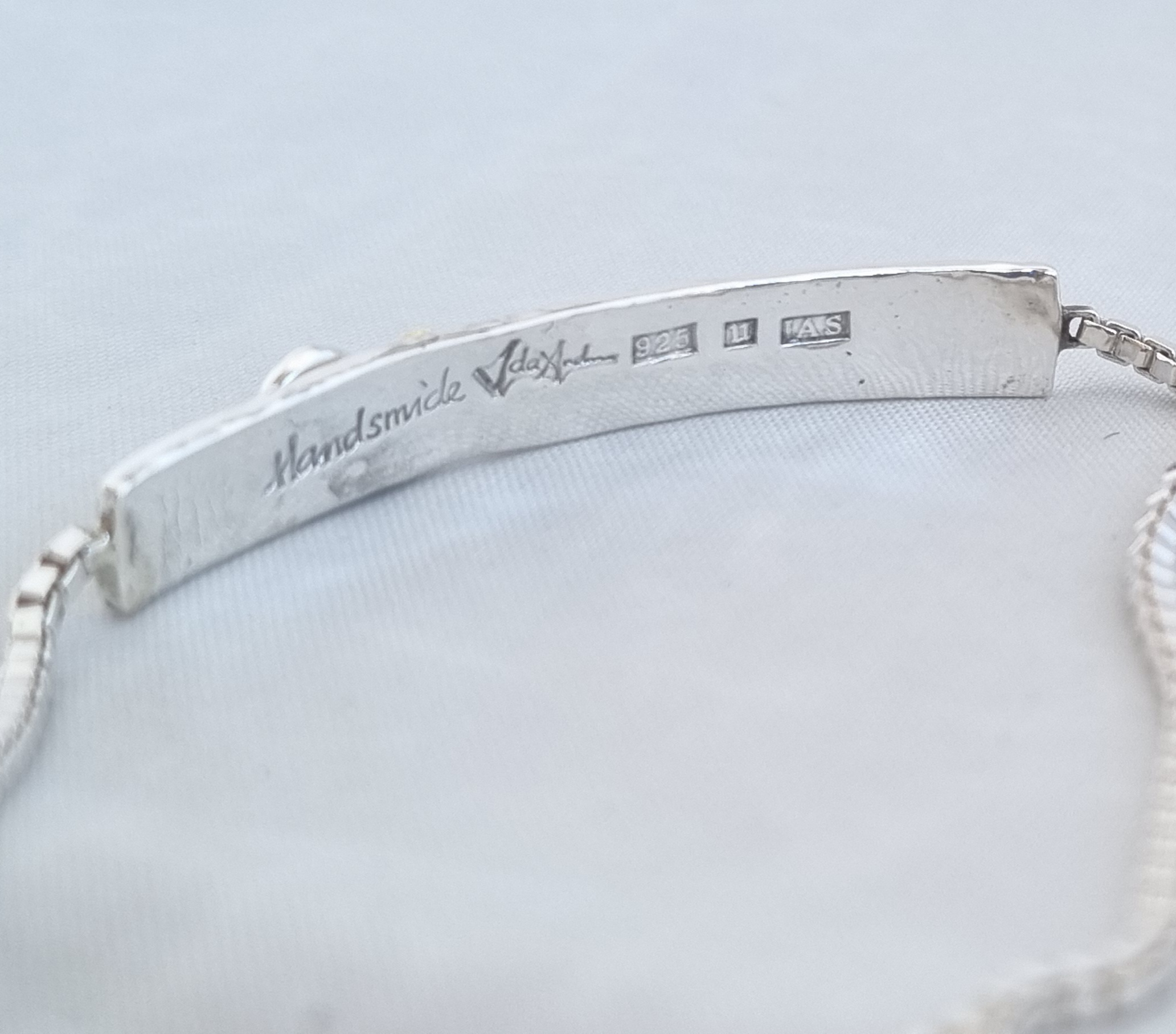 Armband med platta och hjärta  18,5 cm - 5