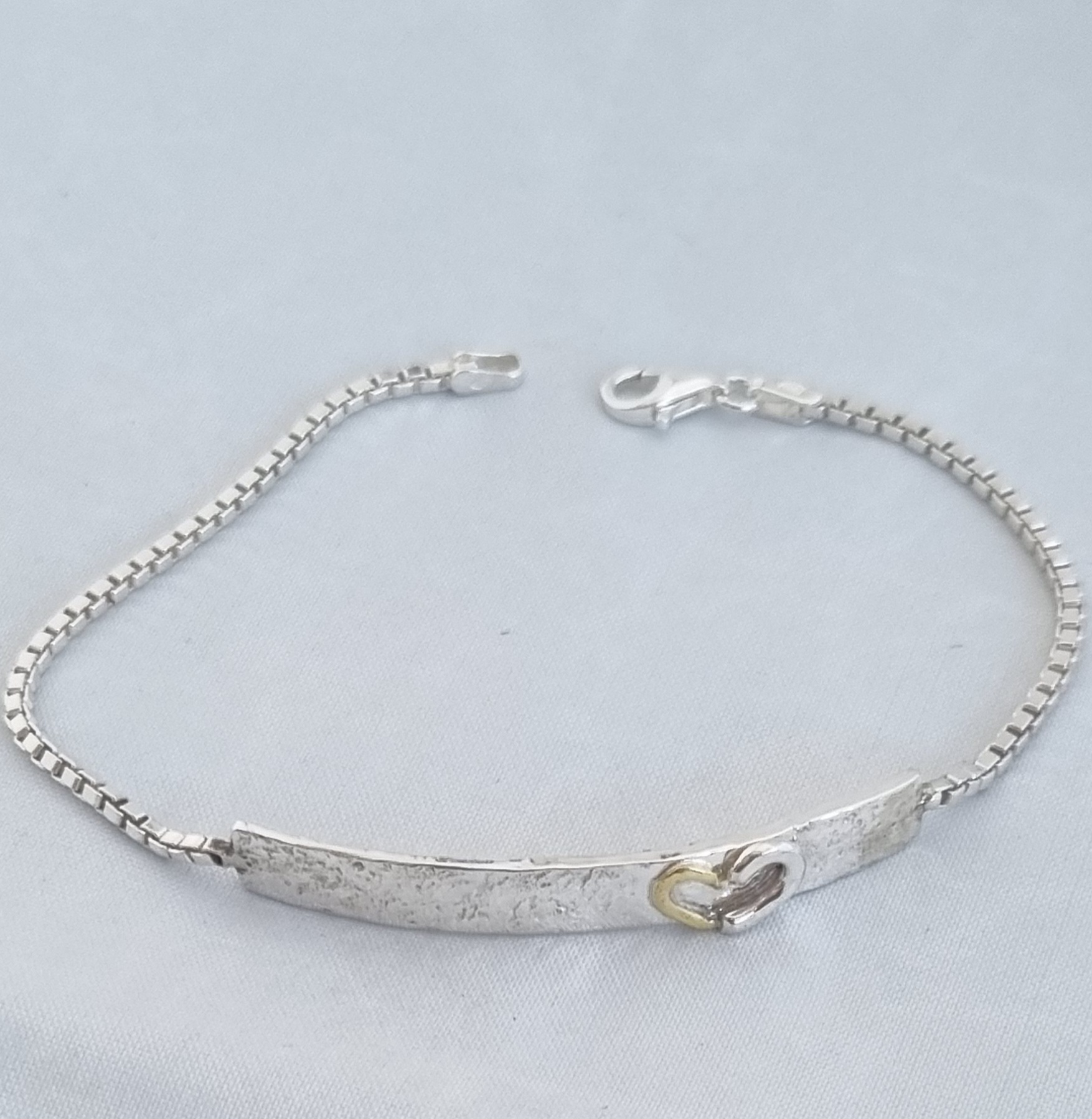 Armband med platta och hjärta  18,5 cm - 4