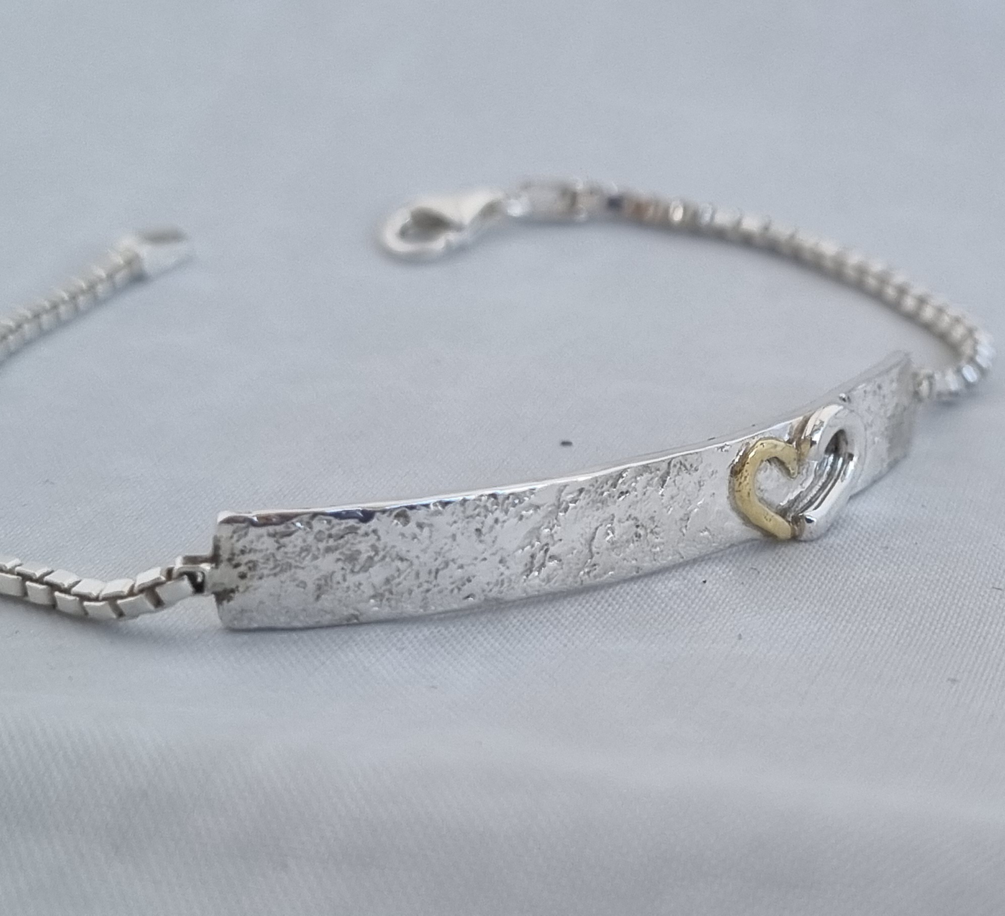 Armband med platta och hjärta  18,5 cm - 3
