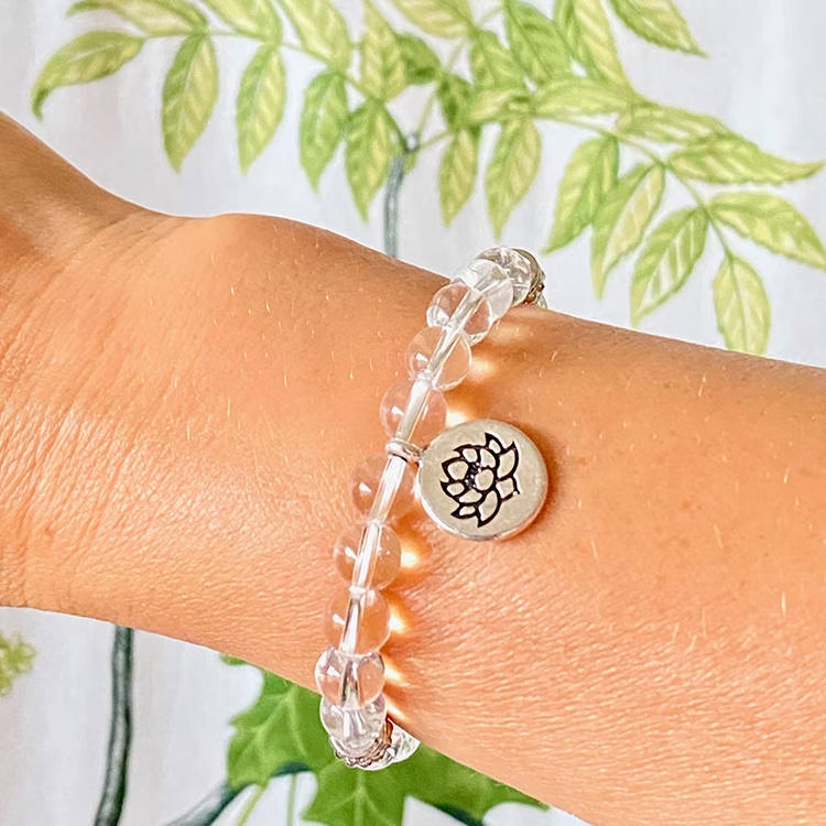 Bergkristall (Lotus) 8mm pärlor Armband, Kristallpunkten - 2