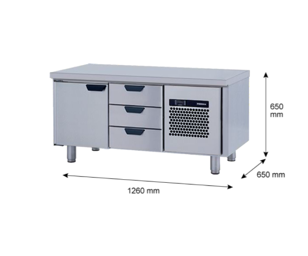 Porkka - Grillkylbänk GNL - Kylaggregat, 2 Moduler - Mått: 1260 x 650 x 650 mm - 12